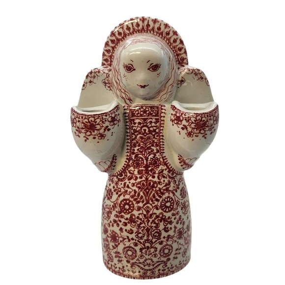 Nymolle Other - Vintage Danish Nymolle by Jacob E Bang Angel Candle Holder Red White Denmark